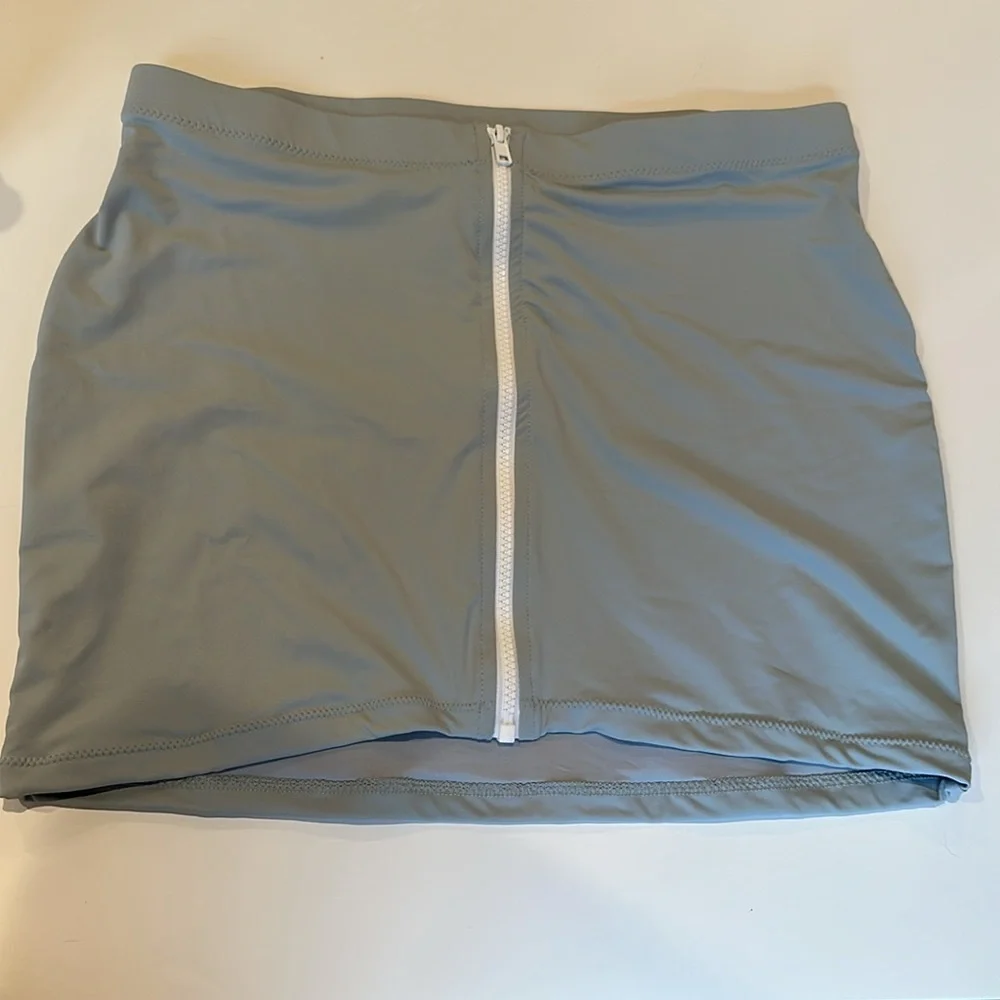 Skims XL Sporty Zipper Swim Mini Skirt pacific blue NWT